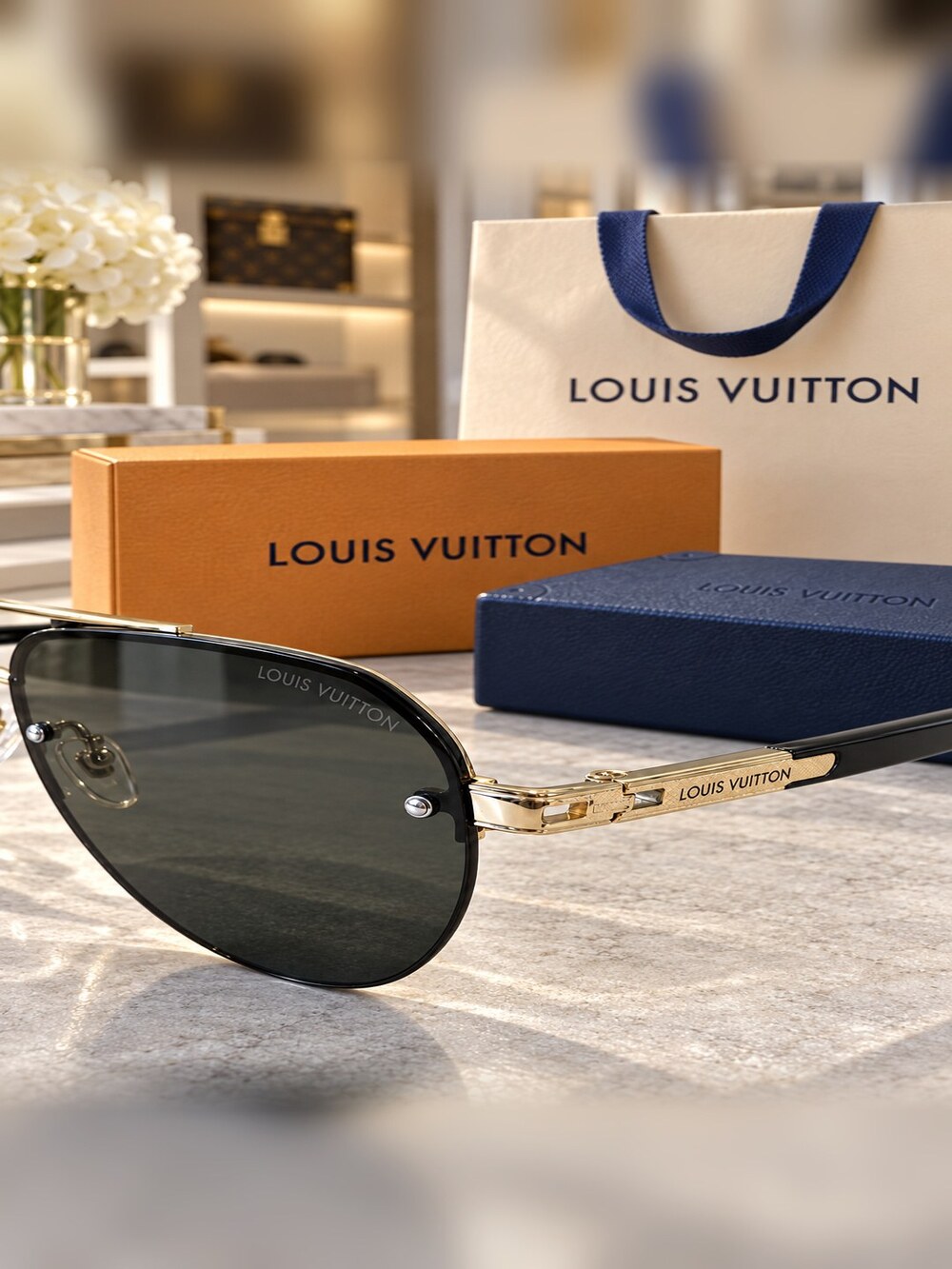 Louis Vuitton Gold Aviator Sunglasses - Picture 4 of 6
